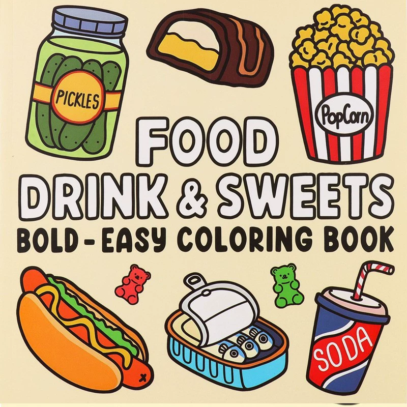 Food And Snacks Coloring Book Bold And Easy - Buku Mewarnai Makanan, Minuman, dan Hidangan