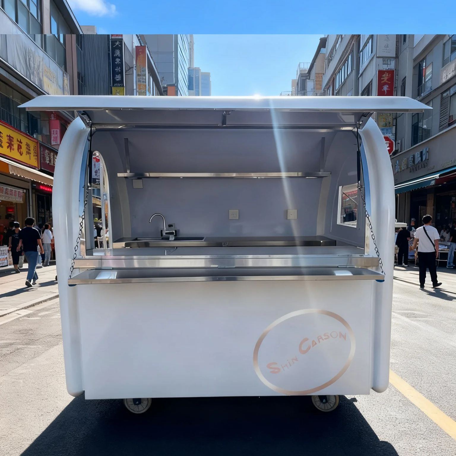 Food Snacks Business - Gerobak Makanan Luar Ruangan Bulat, Gerobak