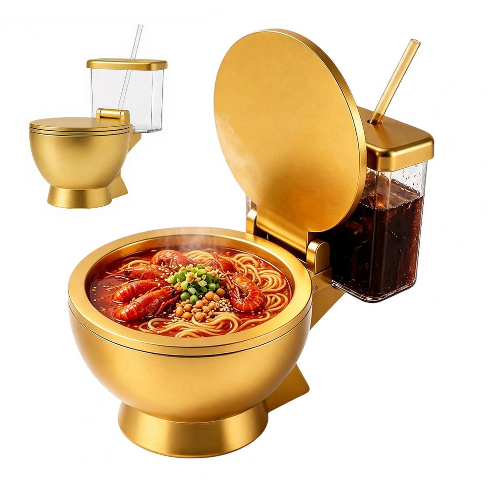 Food Snacks Drinks - Set Mangkuk Ramen Bentuk Toilet, Desain