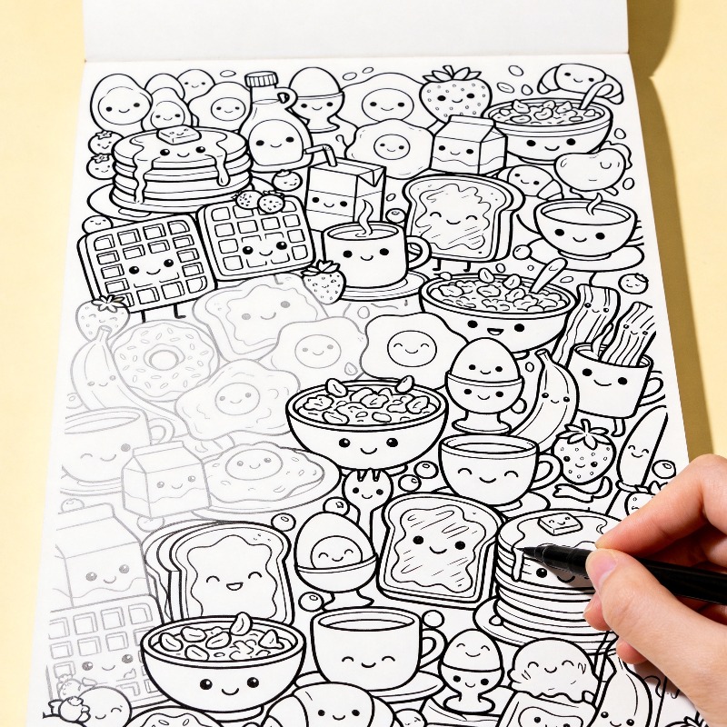Food And Snacks Coloring Book Bold And Easy - Buku Mewarnai Gambar Tangan untuk Dewasa,