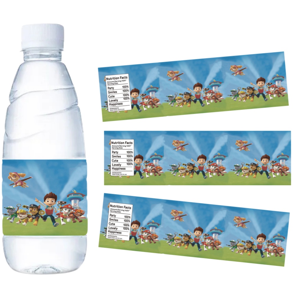 Candy Sour Strip - Paw Patrol stiker label botol air