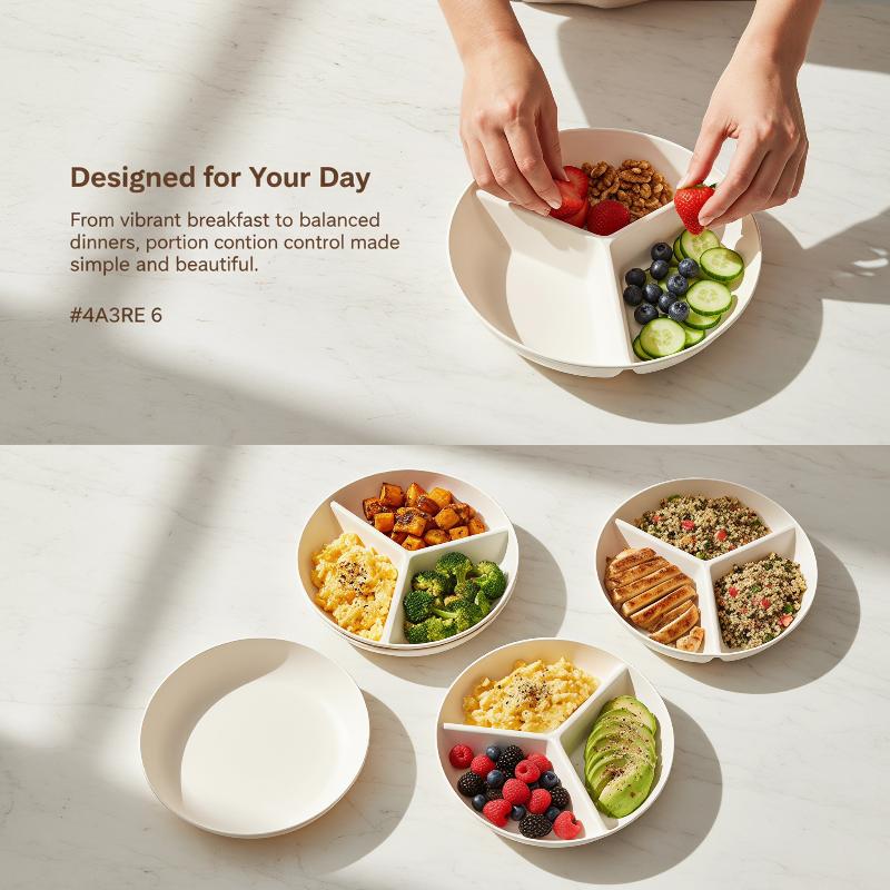 Food Platter Snacks - Piring Makan Berbentuk Kotak 3 Kompartemen,