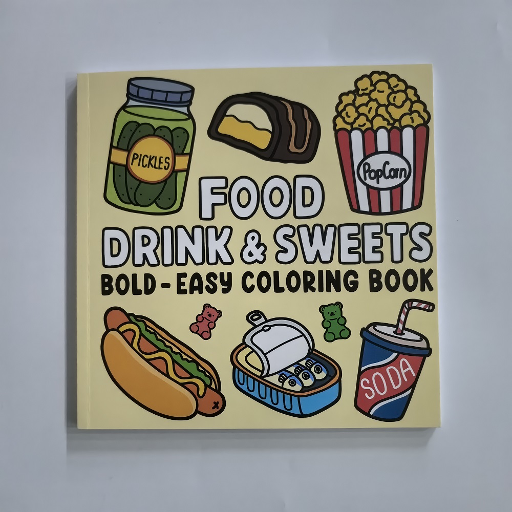 Buku Mewarnai Makanan, Minuman - Food And Snacks Coloring Book Bold And Easy ulasan dan harga