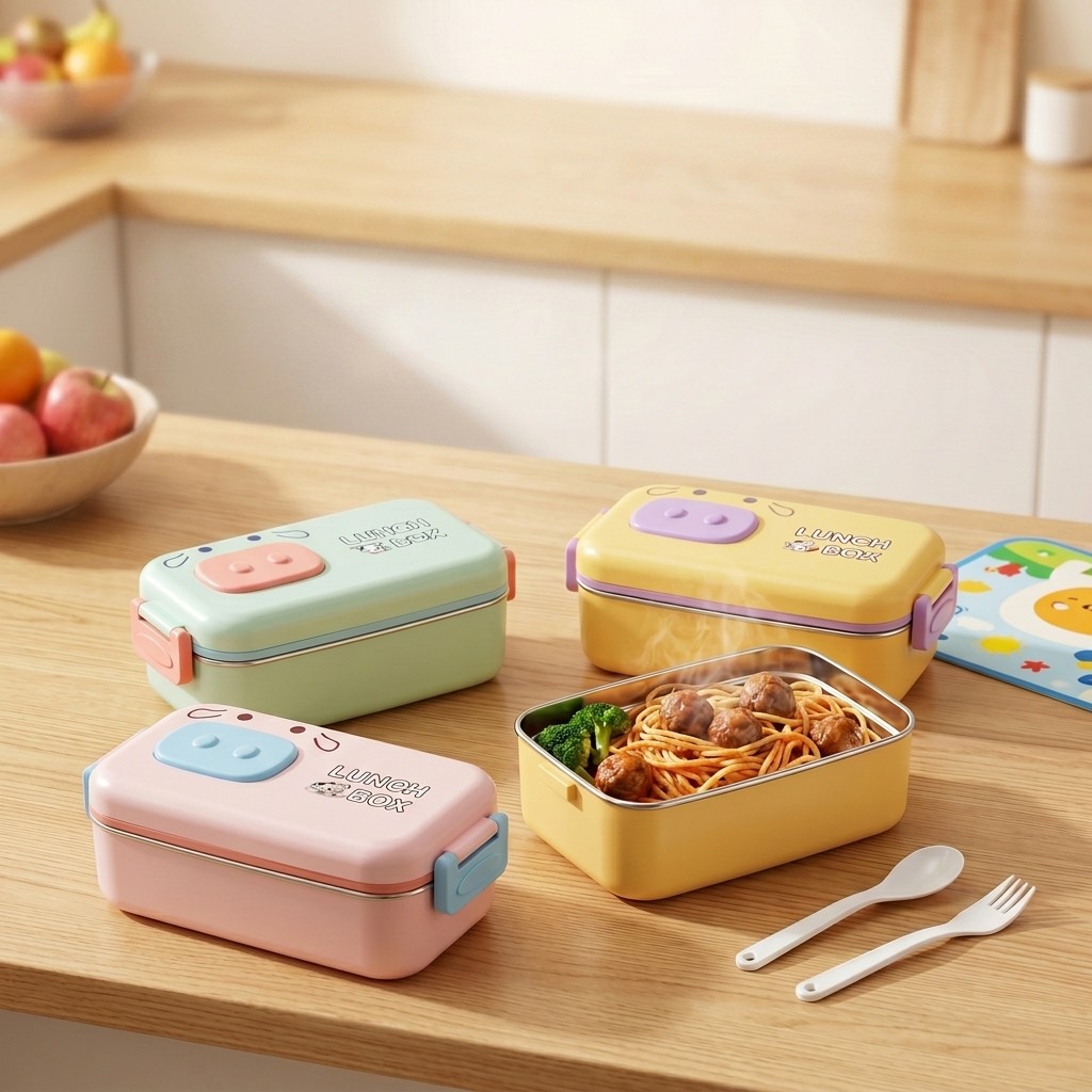 Kotak Bento Baja Tahan Karat 3 - Food Snacks For Kids ulasan dan harga