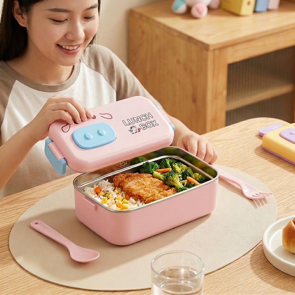 Kotak Bento Baja Tahan Karat 3 - Food Snacks For Kids ulasan dan harga