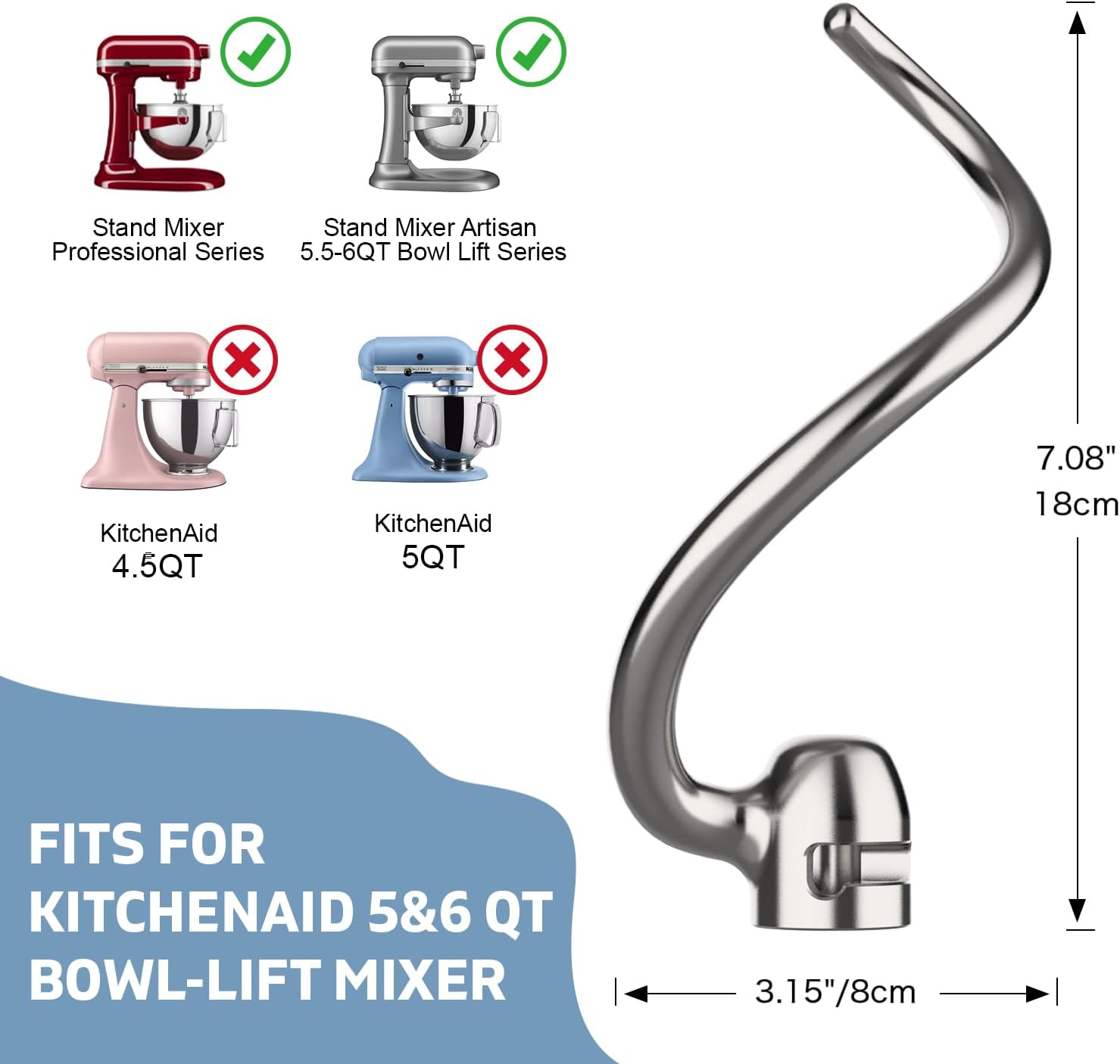 Hook Adonan Baja Tahan Karat u - Kitchenaid Mixer Pro 600 ulasan dan harga