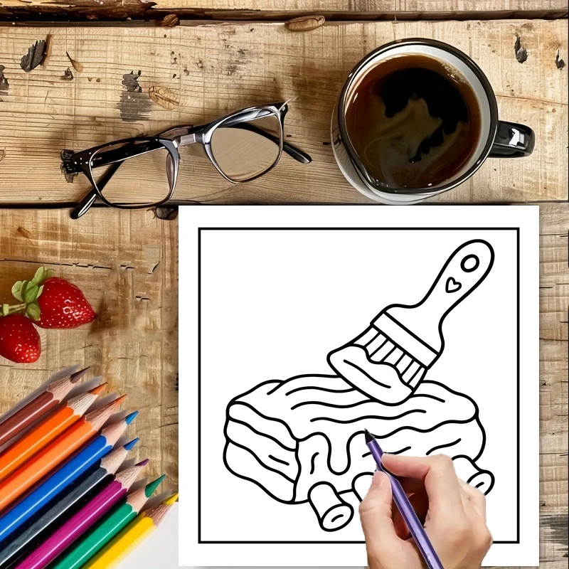 Buku Mewarnai Comfort Food unt - Food And Snacks Coloring Book Bold And Easy ulasan dan harga
