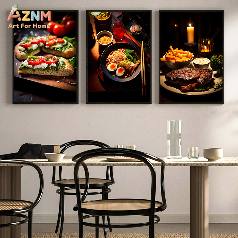 AZNM Poster Kanvas Makanan Gou - Food Platter Snacks ulasan dan harga