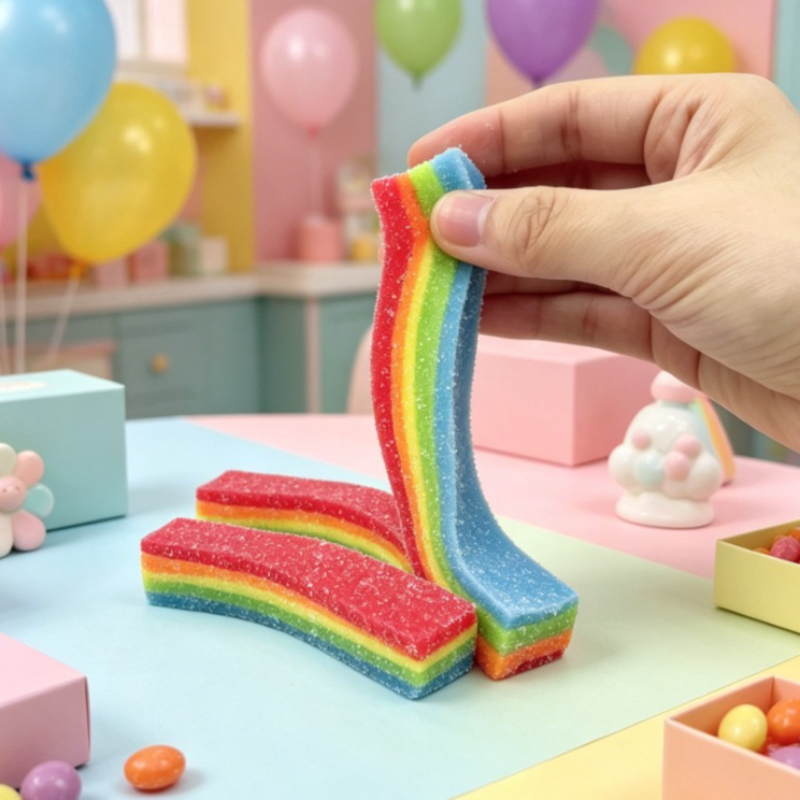 Bola Stres Pelangi Lembut, Mai - Candy Sour Strip ulasan dan harga