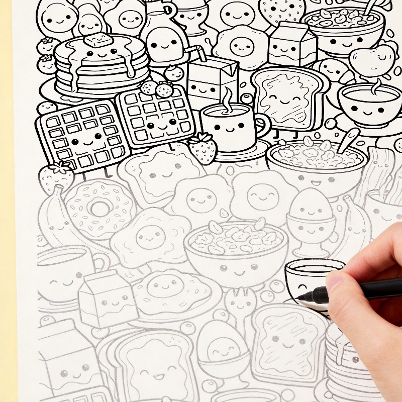Buku Mewarnai Gambar Tangan un - Food And Snacks Coloring Book Bold And Easy ulasan dan harga