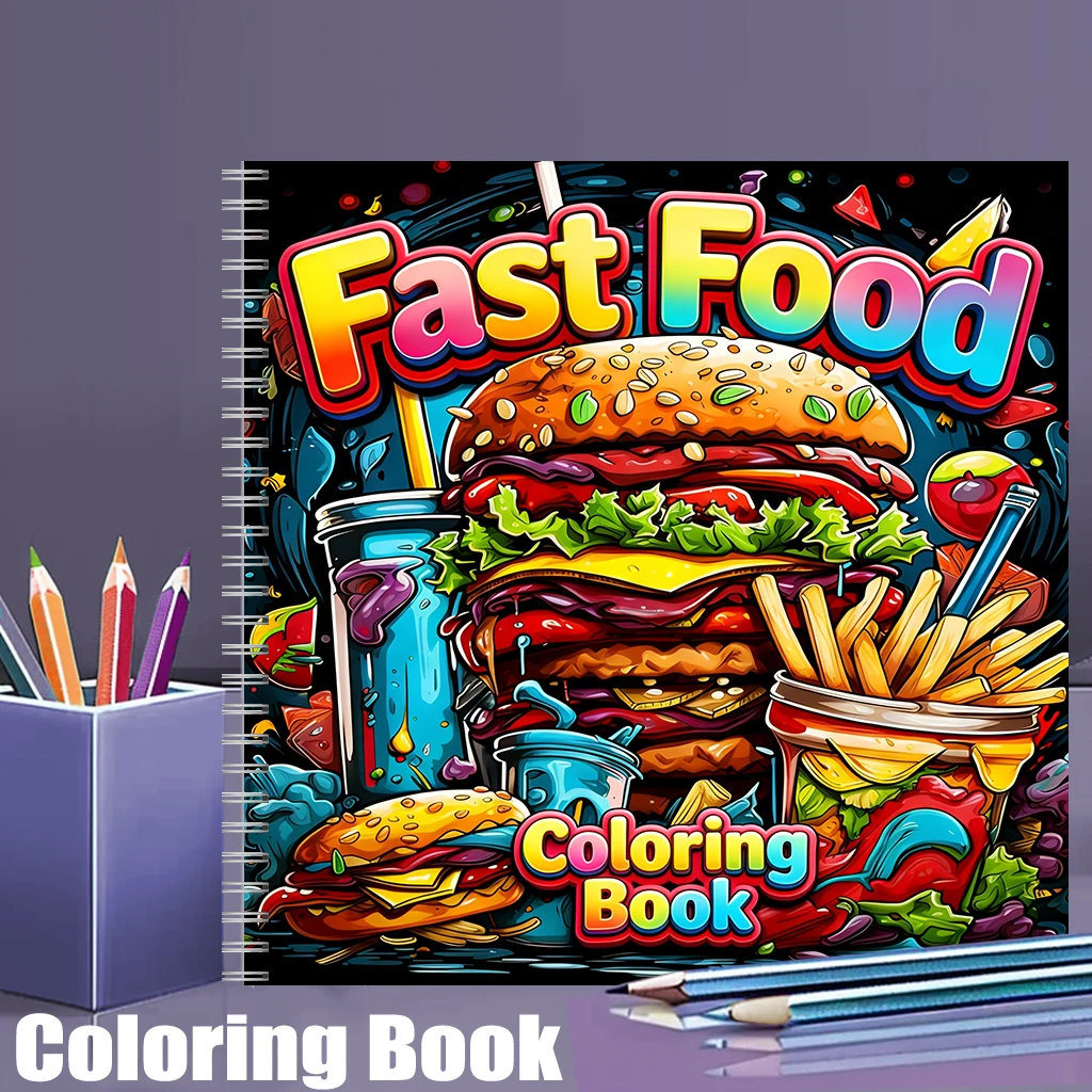Buku Mewarnai Makanan Cepat Sa - Food And Snacks Coloring Book Bold And Easy ulasan dan harga